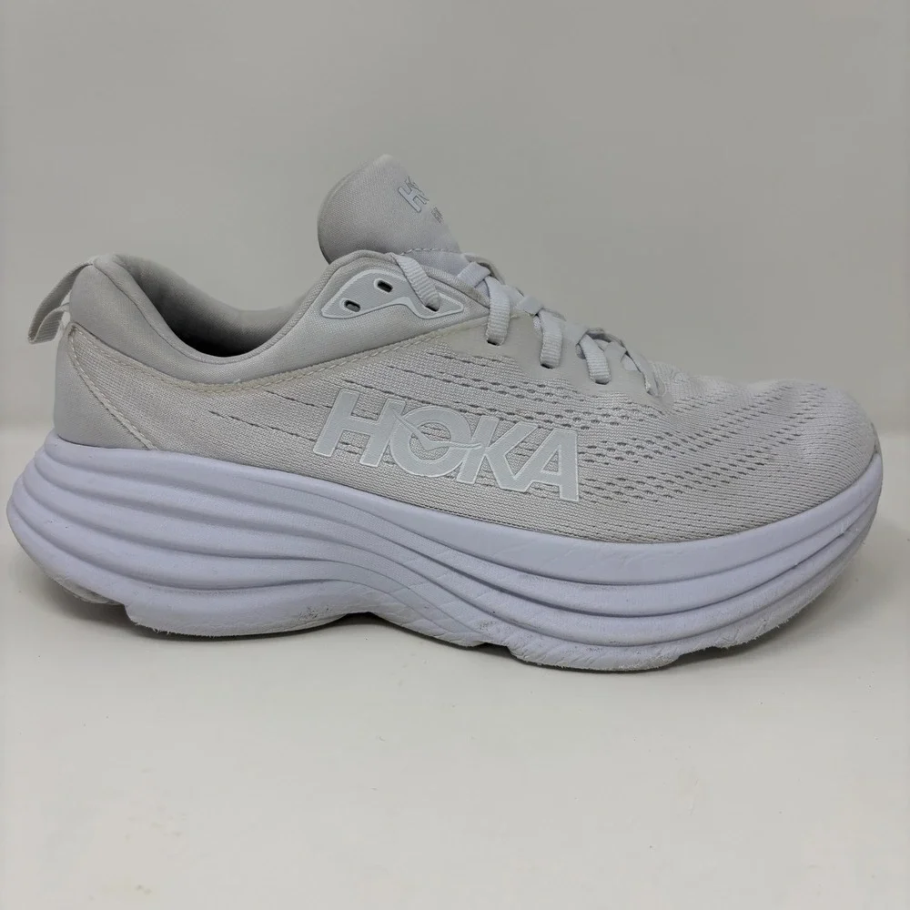 Hoka Bondi 8 Women's Size 9 White Athletic Running Shoes (1127952 WWH)